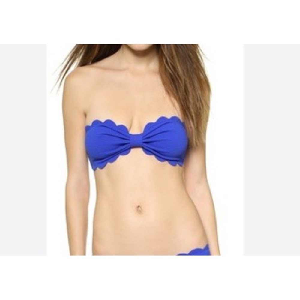 Marysia Antibes Scalloped Bandeau Bikini Top Royal Blue Size S